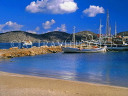 Greek Islands, CRETE, beach and fishing boats, near Elounda, GIS1091JPLA