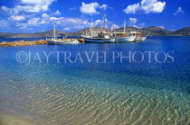 Greek Islands, CRETE, coast and fishing boats, eastern Crete near Elounda, GIS1125JPL