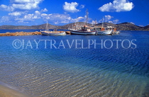 Greek Islands, CRETE, coast and fishing boats, eastern Crete near Elounda, GIS1284JPL