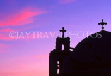 Greek Islands, IOS, dusk view with Agia Irini church in silhouette, GIS608JPL