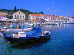 Greek Islands, KEPHALONIA, Fiscardo, harbourfront and fishing boats, GIS508JPL