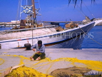 Greek Islands, KOS, Kos Town, fisheman mending net, harbourfront, GIS11030JPL