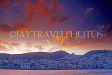 Greek Islands, SYROS, dusk view (from sea) over Ermoupolis (Syros town), GIS586JPL