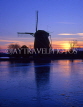 HOLLAND, Amstel River, sunset and windmill silhouette, HOL511JPL