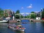 HOLLAND, Amsterdam, Amstel River, sightseeing boat and bridge, HOL503JPL