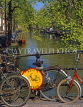 HOLLAND, Amsterdam, canal scene and bicycle on bridge, HOL683JPL