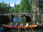 HOLLAND, Amsterdam, canal scene and men rowing, HOL501JPL