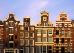 HOLLAND, Amsterdam, canalside gabled architecutre, buildings, HOL664JPL