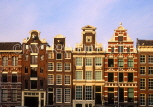 HOLLAND, Amsterdam, canalside gabled architecutre, buildings, HOL665JPL