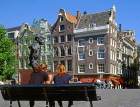 HOLLAND, Amsterdam, gabled architecture and Multatulli statue, HOL623JPL