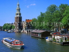 HOLLAND, Amsterdam, sightseeing boat and Montelbaarnstoren Tower, HOL509JPL