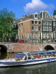 HOLLAND, Amsterdam, sightseeing boat and old Dutch houses, HOL507JPL