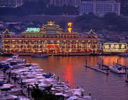 HONG KONG, Hong Kong Island, Aberdeen, Jumbo Floating Restaurant, dusk view, HK104JPL