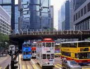 HONG KONG, Hong Kong Island, Central District, street scene with trams and buses, HK263JPL