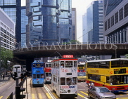 HONG KONG, Hong Kong Island, Central District, street scene with trams and buses, HK263JPL