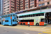 HONG KONG, Hong Kong Island, Des Voeux Road, street scene, tram and bus, HK1743JPL