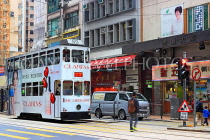 HONG KONG, Hong Kong Island, Des Voeux Road, street scene and Tram, HK1858JPL