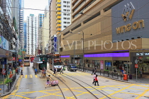 HONG KONG, Hong Kong Island, Des Voeux Road, street scene and Trams, HK1738JPL