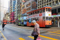 HONG KONG, Hong Kong Island, Des Voeux Road, street scene and Trams, HK1809JPL