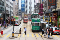 HONG KONG, Hong Kong Island, Des Voeux Road, street scene and Trams, HK2052JPL