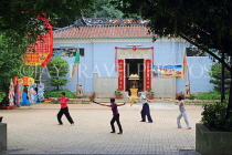 HONG KONG, Hong Kong Island, Stanley, people practising Tai Chi byTin Hau Temple, HK2229JPL