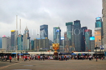 HONG KONG, Hong Kong Island, Wan Chai, Golden Bauhinia Sq, Bauhinia statue, HK2086JPL
