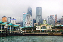 HONG KONG, Hong Kong Island, skyline, Central Pier, Maritime Museum, at dusk, HK1805JPL