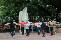 HONG KONG, Kowloon, Kowloon Park, Sculpture Walk, people practicing Tai Chi, HK1680JPL
