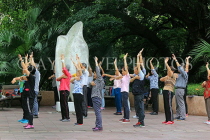 HONG KONG, Kowloon, Kowloon Park, Sculpture Walk, people practicing Tai Chi, HK1683JPL