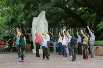 HONG KONG, Kowloon, Kowloon Park, Sculpture Walk, people practicing Tai Chi, HK1733JPL