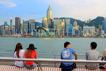 HONG KONG, Kowloon, Tsim Sha Tsui Promenade, people and HK Island skyline, HK1258JPL