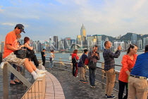 HONG KONG, Kowloon, Tsim Sha Tsui Promenade, people and HK Island skyline, HK1261JPL