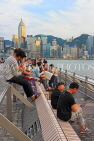 HONG KONG, Kowloon, Tsim Sha Tsui Promenade, people and HK Island skyline, HK1264JPL