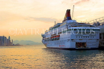 HONG KONG, Kowloon, cruise ship in harbour, dusk view, HK1228JPL