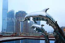 HONG KONG, Kowloon, leaping Dolphins sculpture, HK2500JPL