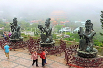 HONG KONG, Lantau Island, Po Lin Monastery, Tian Tan Buddha site, offerings by Devas statues, HK895JPL
