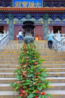 HONG KONG, Lantau Island, Po Lin Monastery, entrance steps with Anthurium flowers, HK785JPL