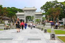 HONG KONG, Lantau Island, Po Lin Monastery, walkway leading to site, and visitors, HK841JPL