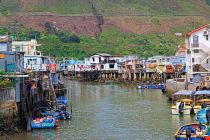 HONG KONG, Lantau Island, Tai O fishing village, stilt houses and boats, HK739JPL