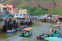 HONG KONG, Lantau Island, Tai O fishing village, stilt houses and boats, HK741JPL