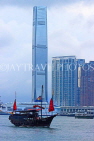 HONG KONG, Victoria Harbour, Junk Cruise Boat,  and ICC building, HK2119JPL