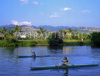 Hawaiian Islands, OAHU, Waikiki, Ala Wai Canal, canoeists, HAW140JPL
