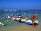 Hawaiian Islands, OAHU, Waikiki, Outrigger canoe with tourists, HAW2213JPL