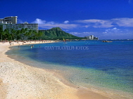 Hawaiian Islands, OAHU, Waikiki Beach and Diamond Head (background), HAW2337JPL