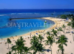 Hawaiian Islands, OAHU, Waikiki Beach and coconut palms, HAW146JPL