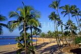 Hawaiian Islands, OAHU, Waikiki Beach and coconut trees, HAW128JPL