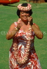 Hawaiian Islands, OAHU, cultural dancer (wearing Carnation Leis), HAW124JPL