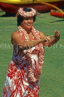 Hawaiian Islands, OAHU, cultural dancer (wearing Carnation Leis), HAW217JPL