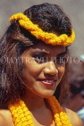 Hawaiian Islands, OAHU, cultural dancer, wearing braided leis, HAW215JPL