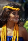 Hawaiian Islands, OAHU, cultural dancer, wearing braided leis, HAW2255JPL